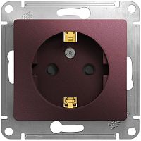 Розетка с заземлением без рамки Systeme Electric Glossa 1-м. шторки баклажан картинка